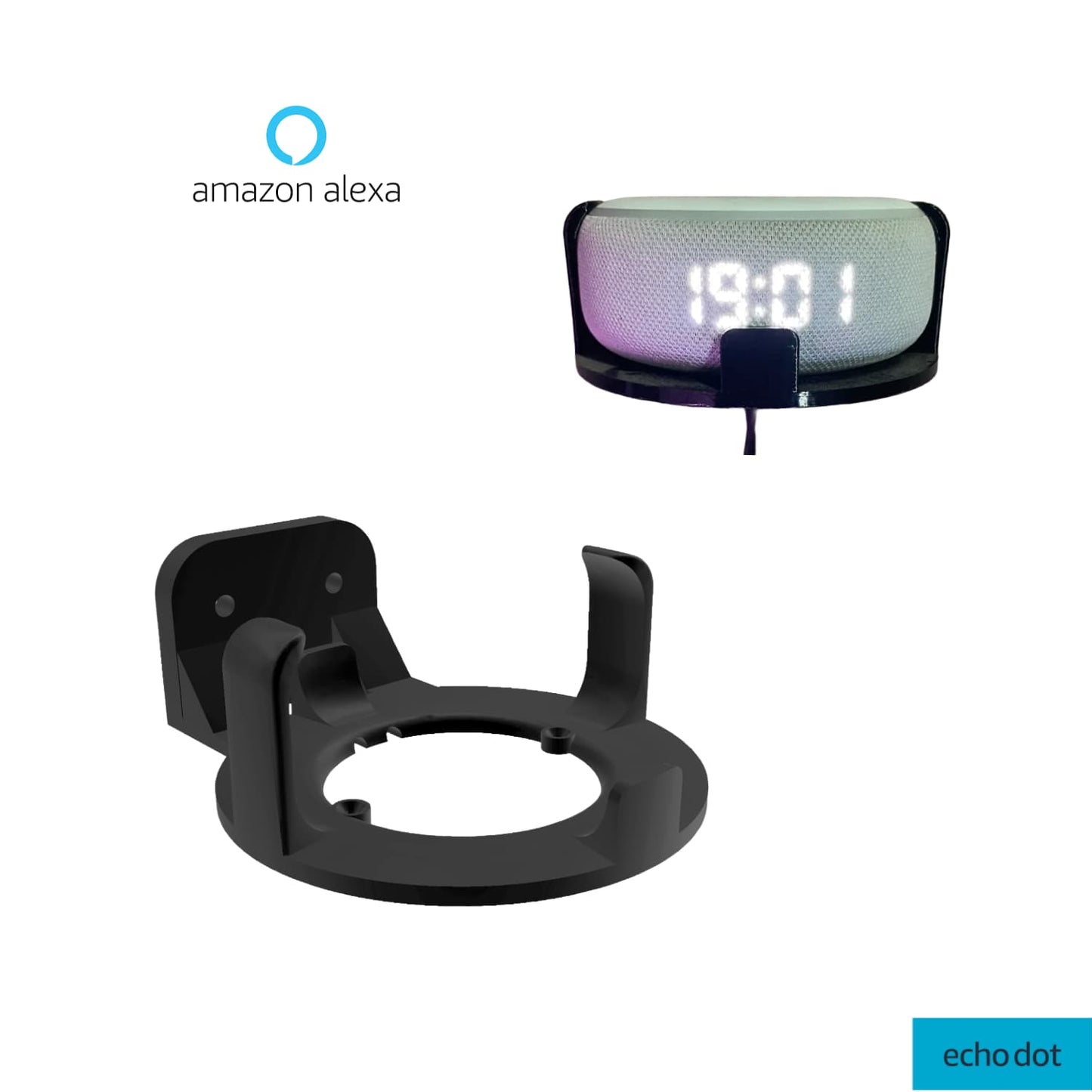 Base de Pared Corneta Alexa Echo Dot 3 Horizontal - JiD Bases y Accesorios