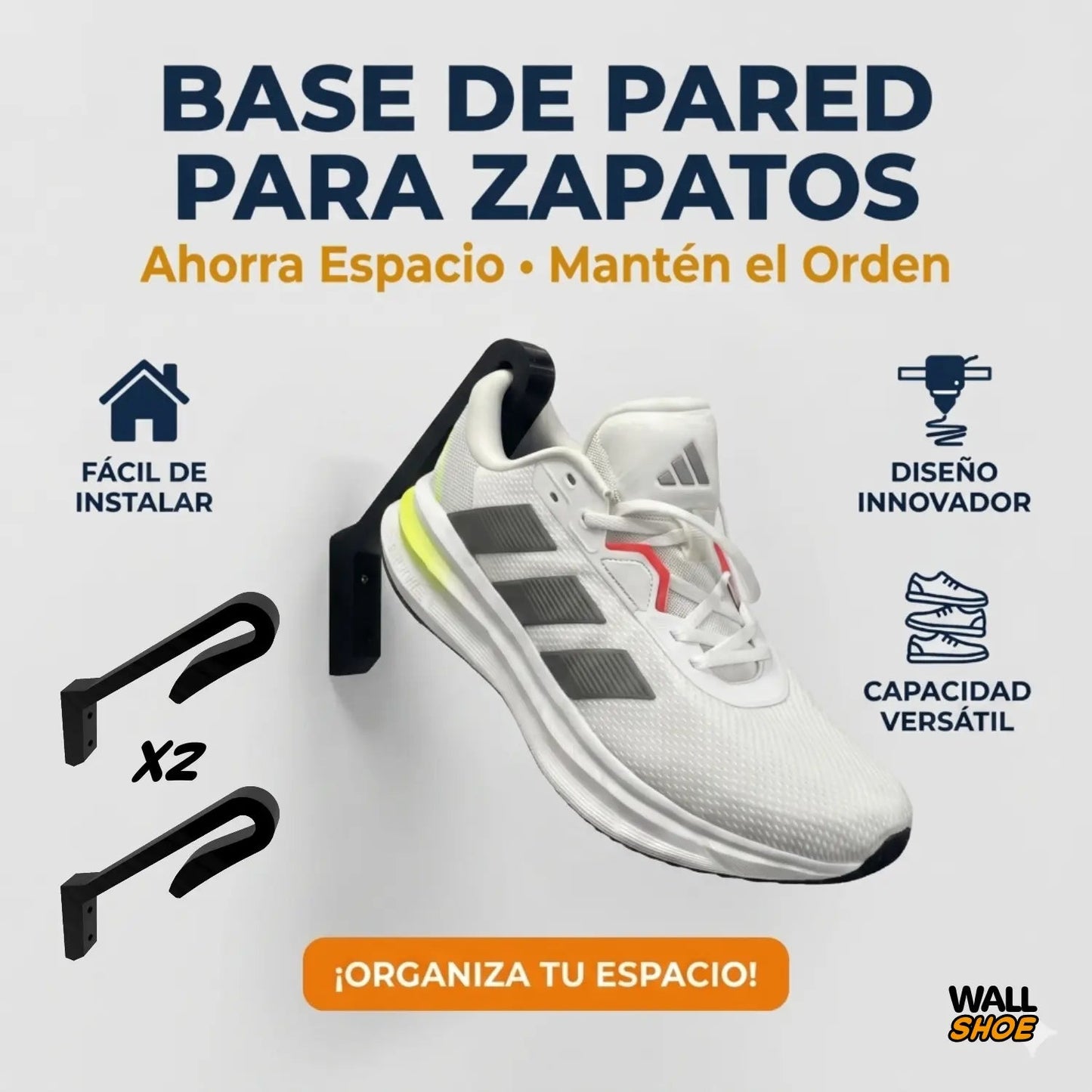 Base de Pared Premium para Zapatos - Edición Large (21 cm) - JiD Bases y Accesorios
