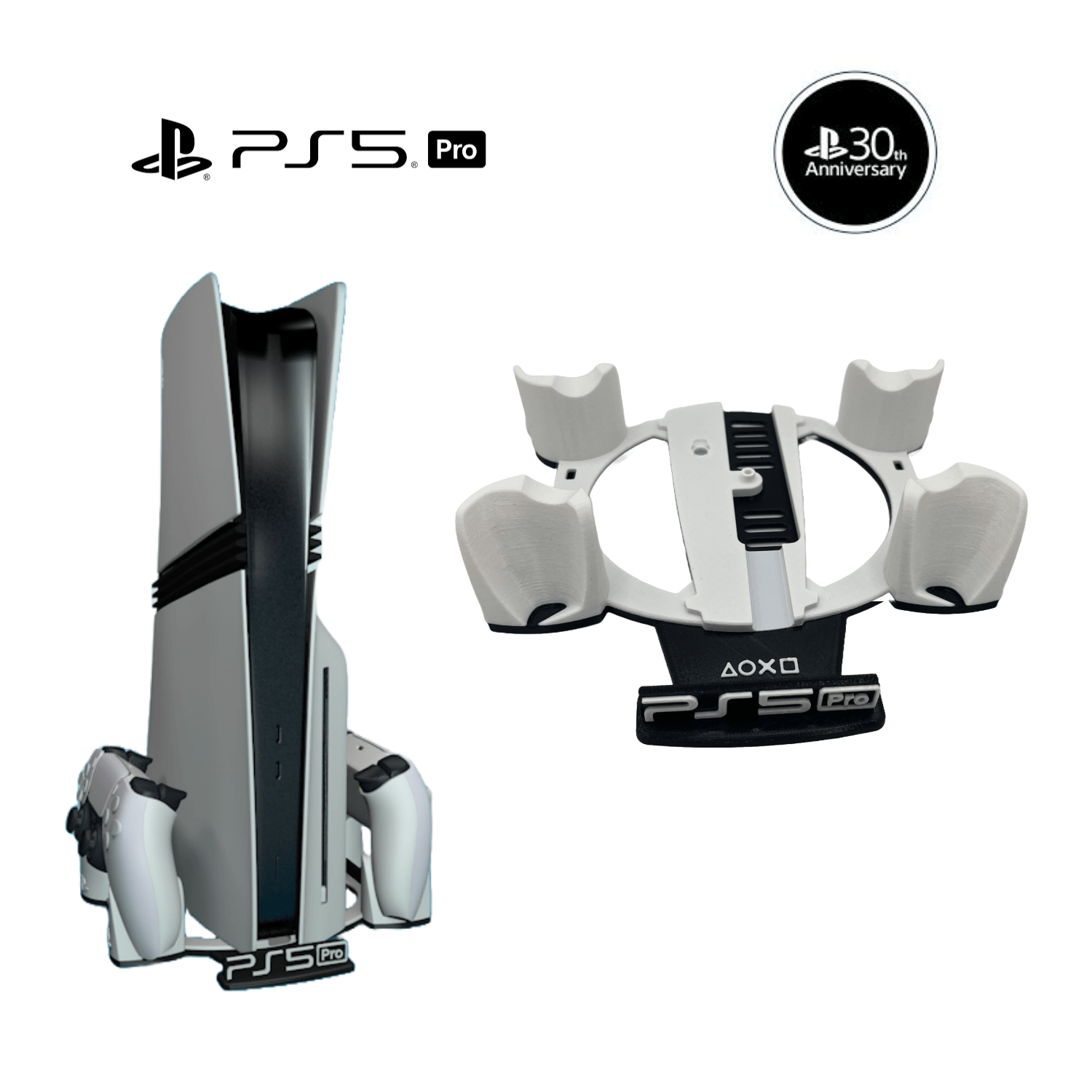 Base Vertical Consola Ps5 Pro Con Soporte Para 2 Controles - JiD Bases y Accesorios