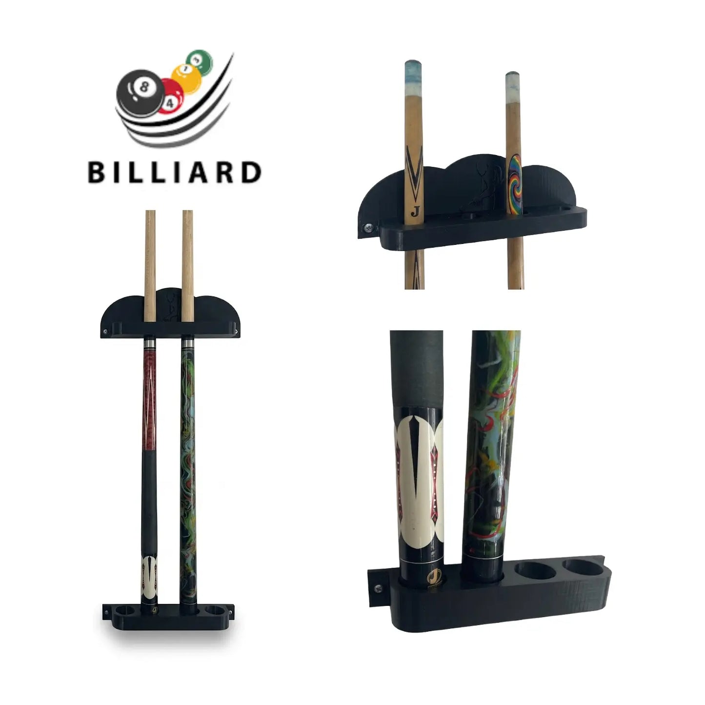 Base de Pared para Tacos de Billar y Pool – Capacidad para 4 Tacos