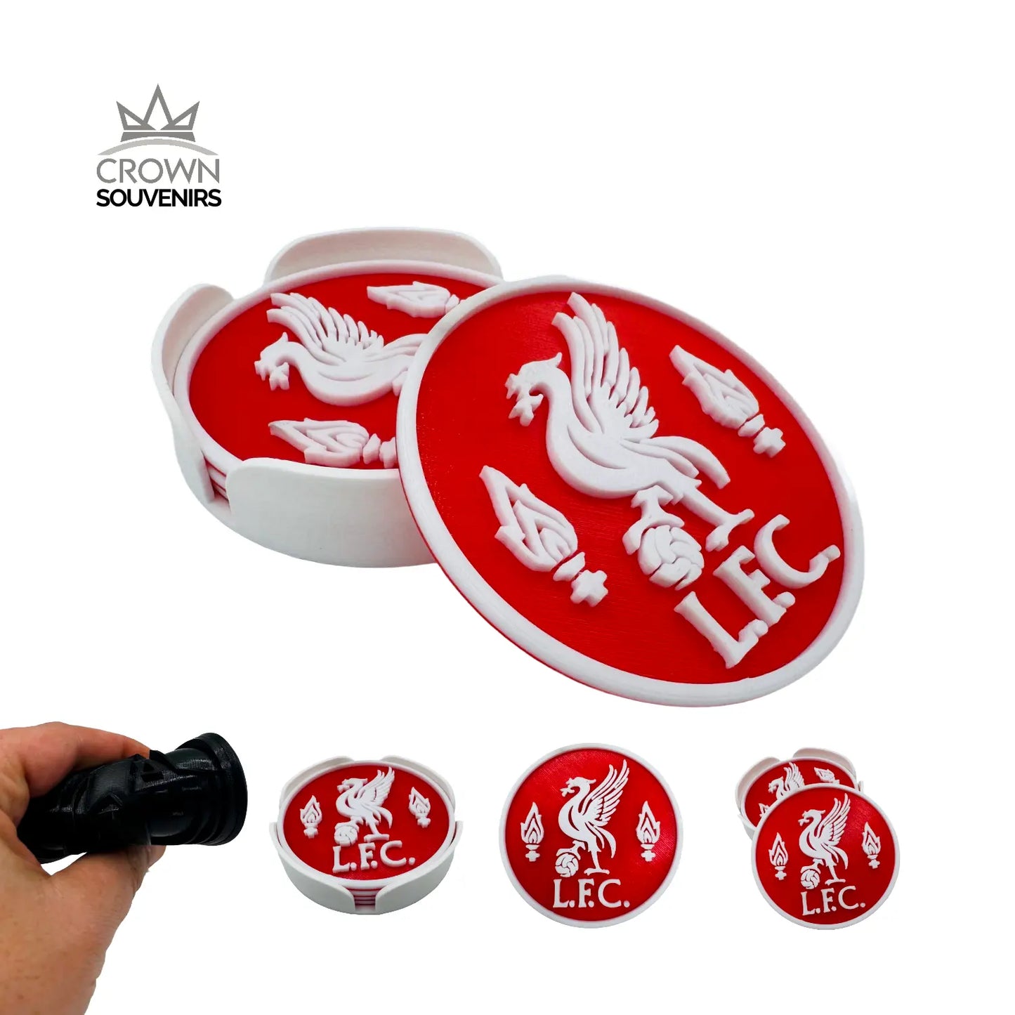 Set de Portavasos Liverpool FC - Edición The Reds (4 Unds + Base)