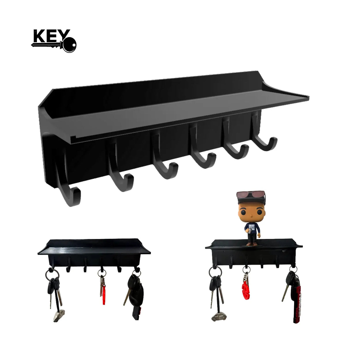 Portallaves de Pared Con Repisa 6 Ganchos