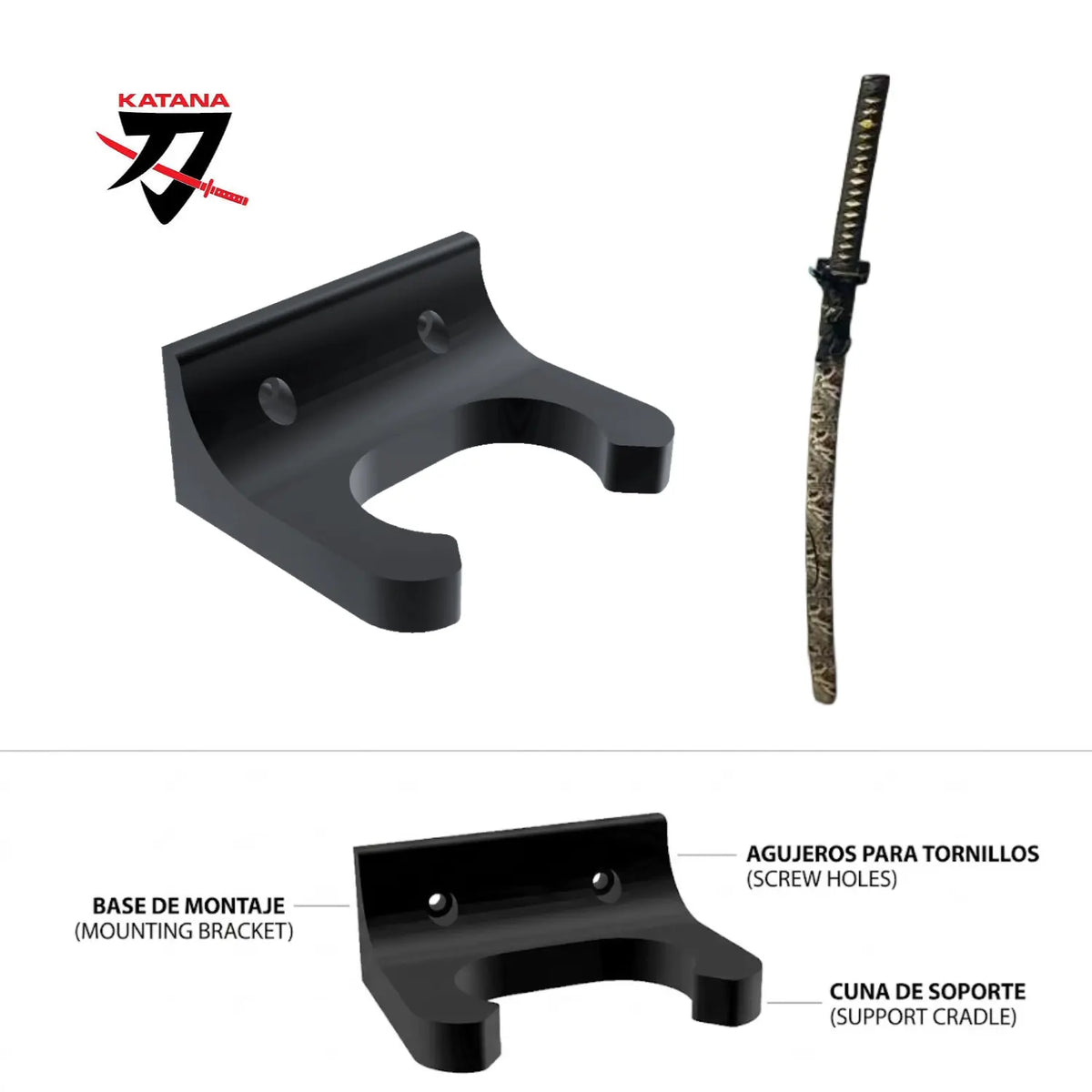 Base de Pared Vertical para Katana – Exhibición Minimalista