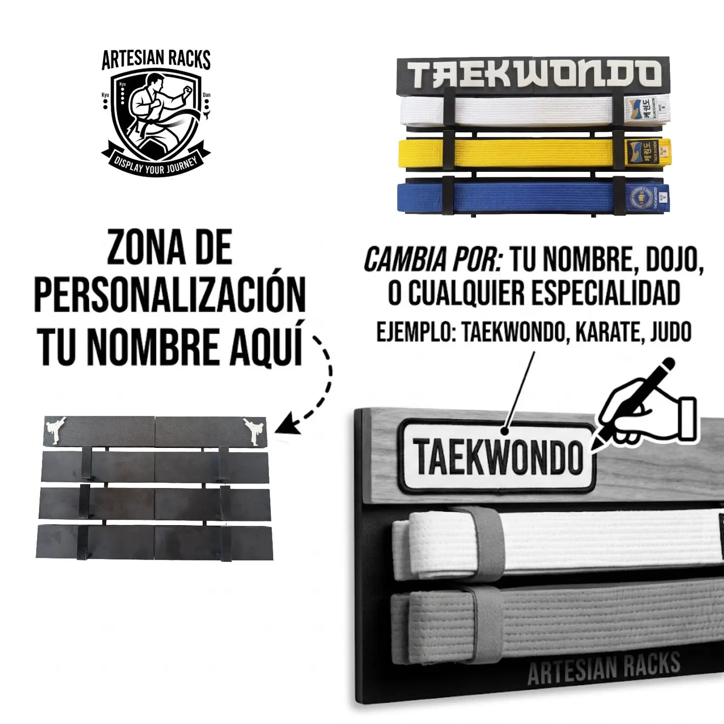 Exhibidor Modular de Cinturones de Artes Marciales – Karate, Taekwondo, Judo o Personalizado