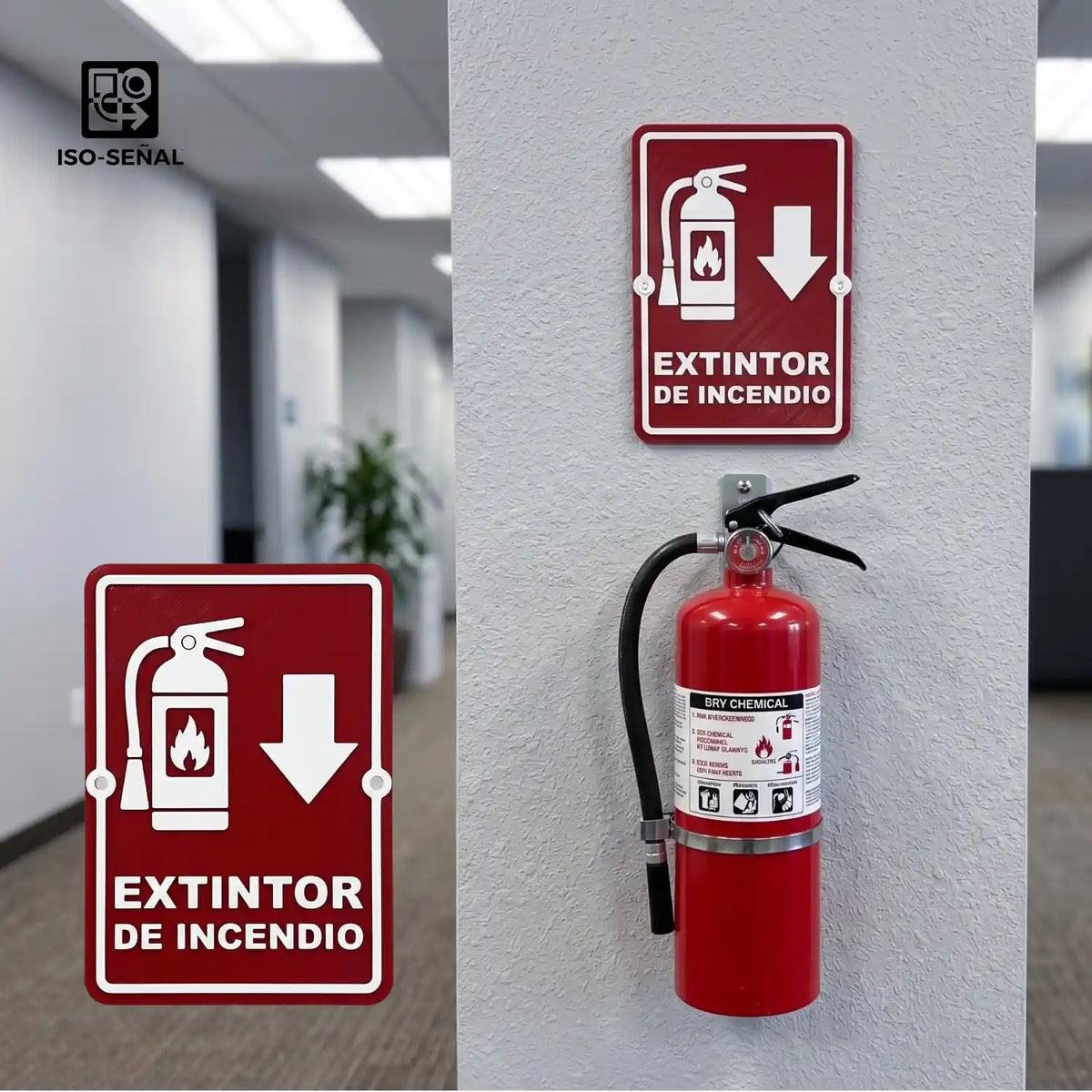 Señalización Placa Extintor De Incendio Pared 14x20cm