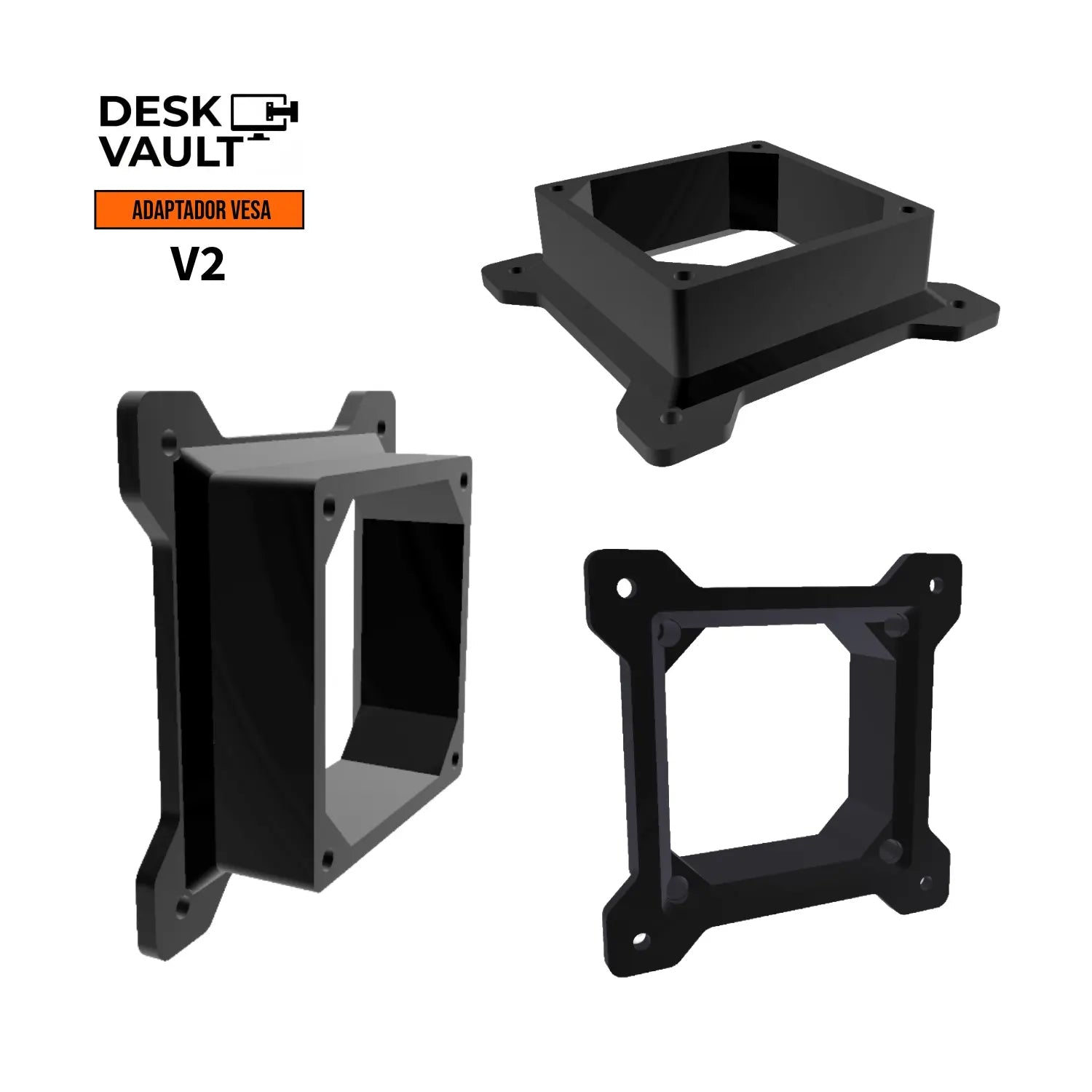 Adaptador VESA Bidireccional V2 (75x75 a 100x100) con Cajón de Despeje para Mini PC y Monitores - JiD Bases y Accesorios