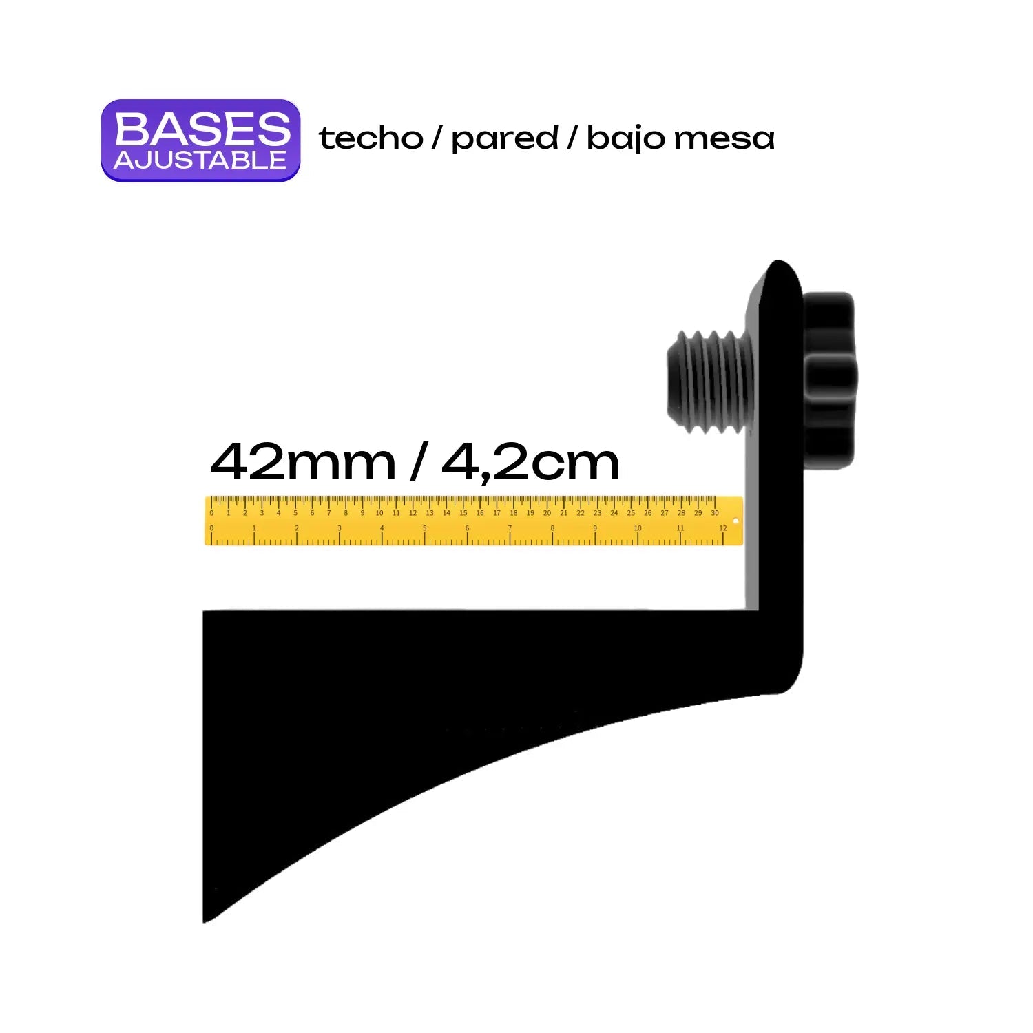 Base Ajustable Universal Multiuso Pared, Techo, Bajo Mesa - JiD Bases y Accesorios