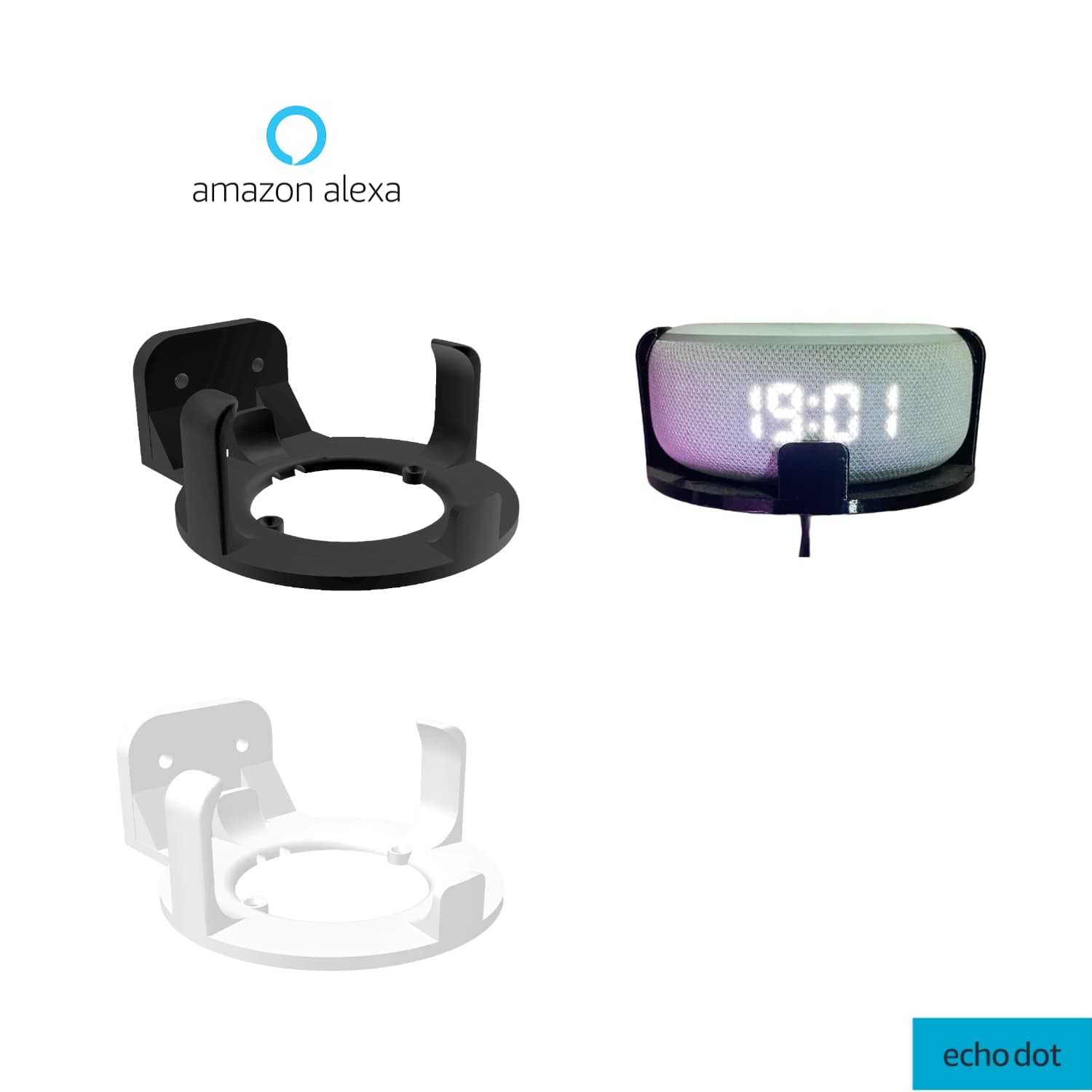 Base de Pared Corneta Alexa Echo Dot 3 Horizontal - JiD Bases y Accesorios