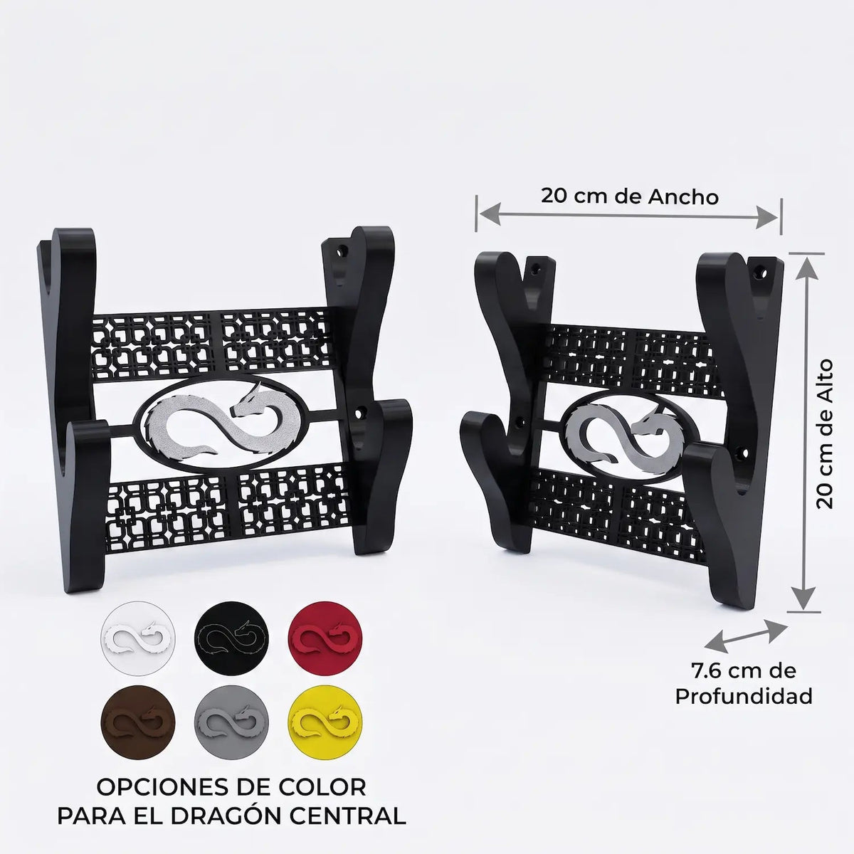 Base de Pared Horizontal para 2 Katanas – Edición Dragón - JiD Bases y Accesorios