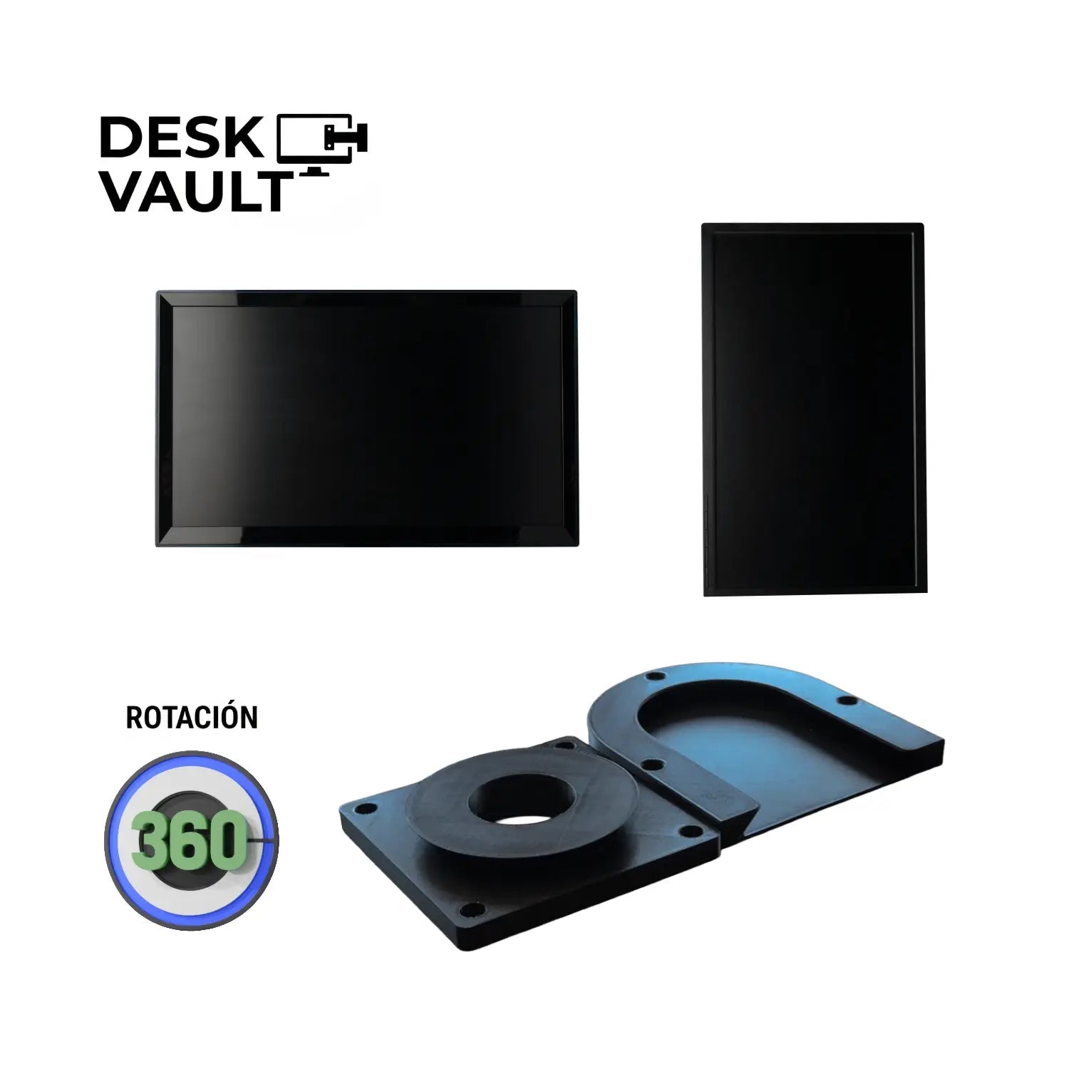 Base de Pared Monitores VESA 75x75 Giratorio 360° hasta 24" - JiD Bases y Accesorios