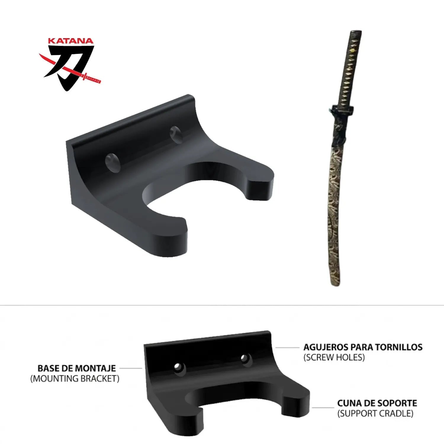 Base de Pared Vertical para Katana – Exhibición Minimalista - JiD Bases y Accesorios