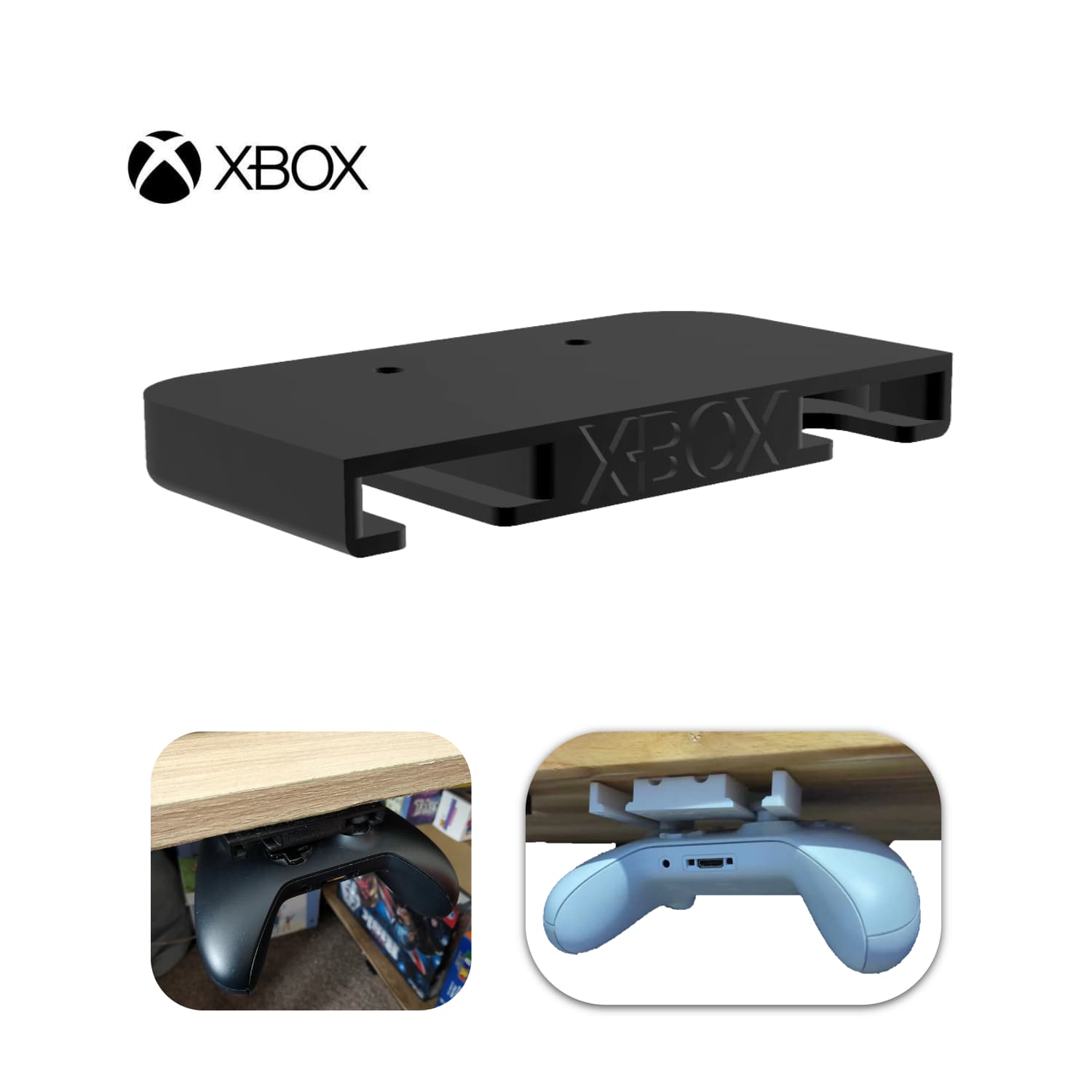 Base Riel Bajo Escritorio o Repisa Control Xbox - JiD Bases y Accesorios