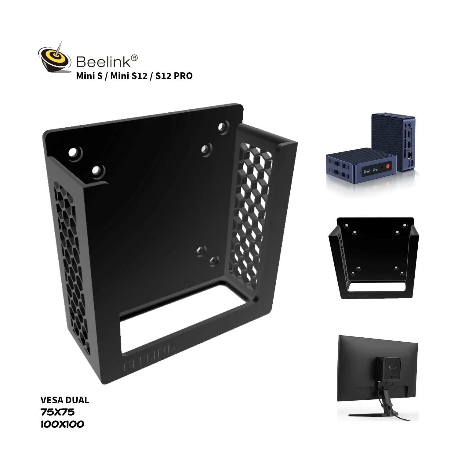 Base VESA Dual para Mini PC Beelink Mini S12 y S12 Pro - JiD Bases y Accesorios