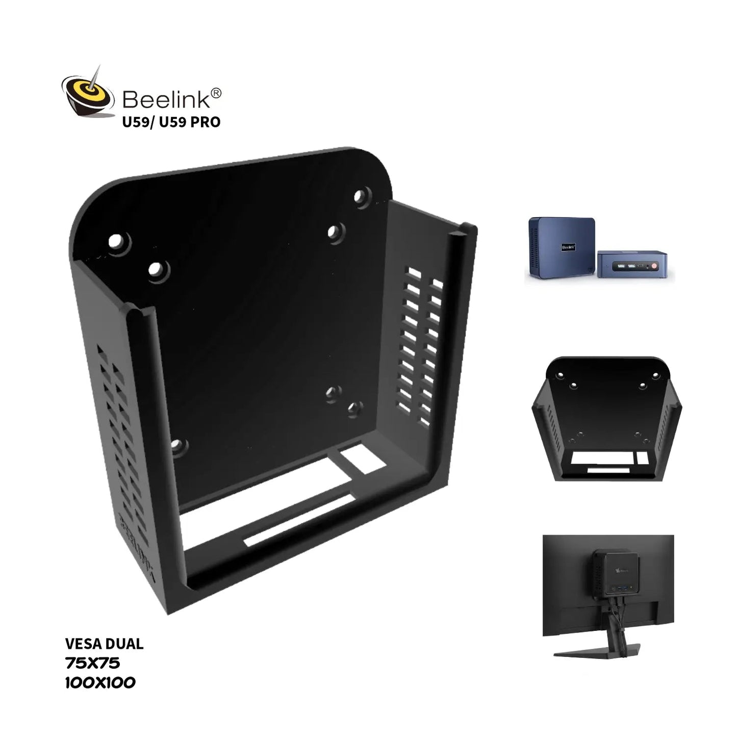 Base VESA Dual para Mini PC Beelink U59 y U59 Pro - JiD Bases y Accesorios
