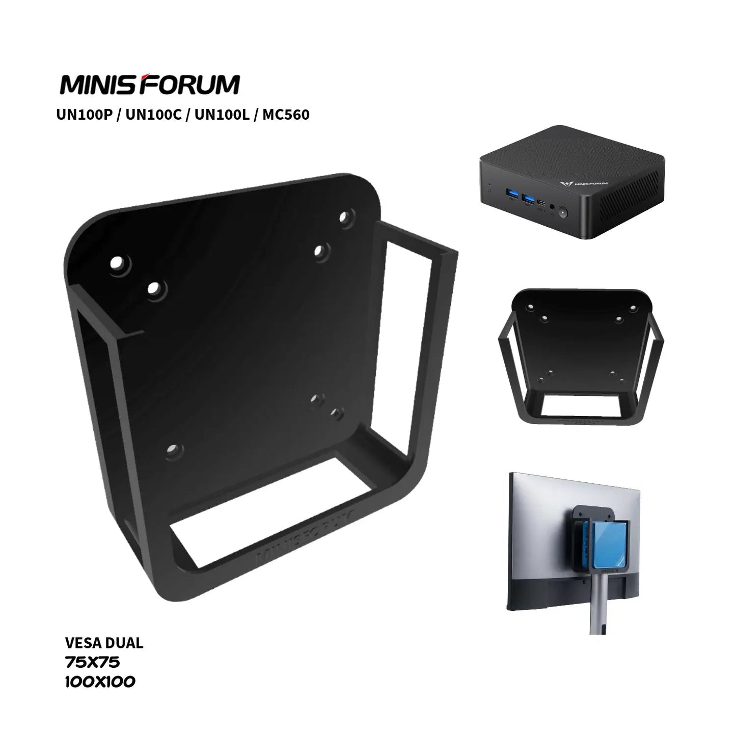 Base VESA Dual y Pared para Mini PC Minisforum – Serie UN y MC560 - JiD Bases y Accesorios
