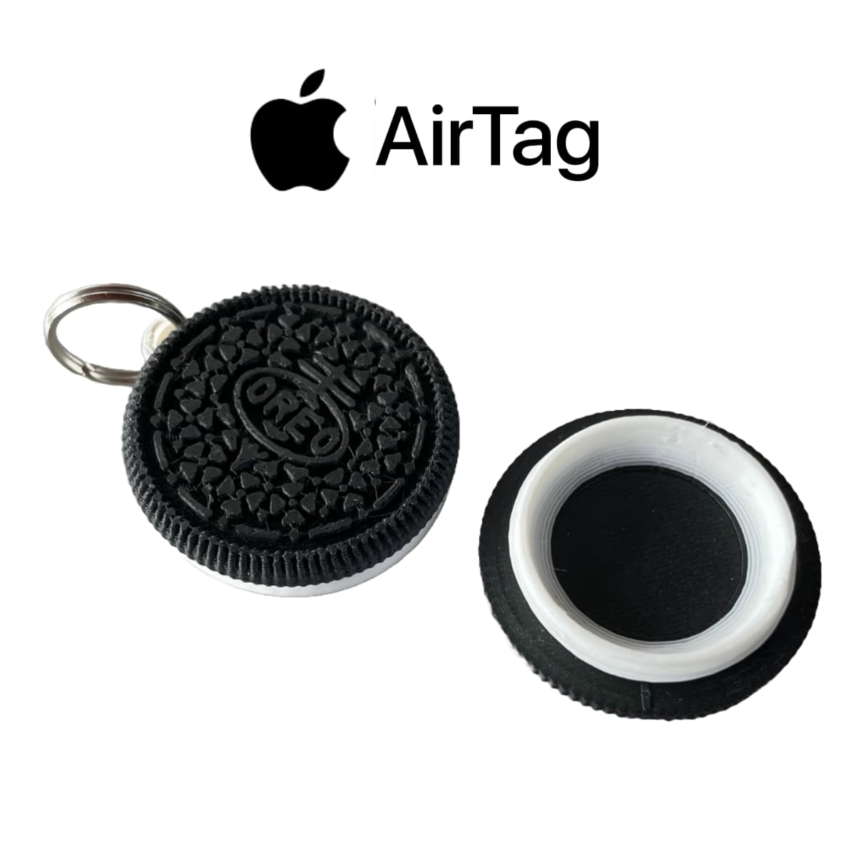 Carcasa Tipo Llavero Ocultar Apple AirTag - Diseño "Oreo" - JiD Bases y Accesorios
