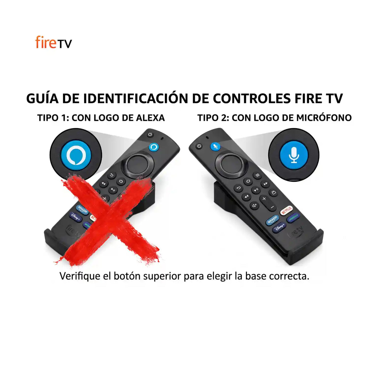 Base de Pared Control Fire TV / Max (Botón Azul Con Micrófono)