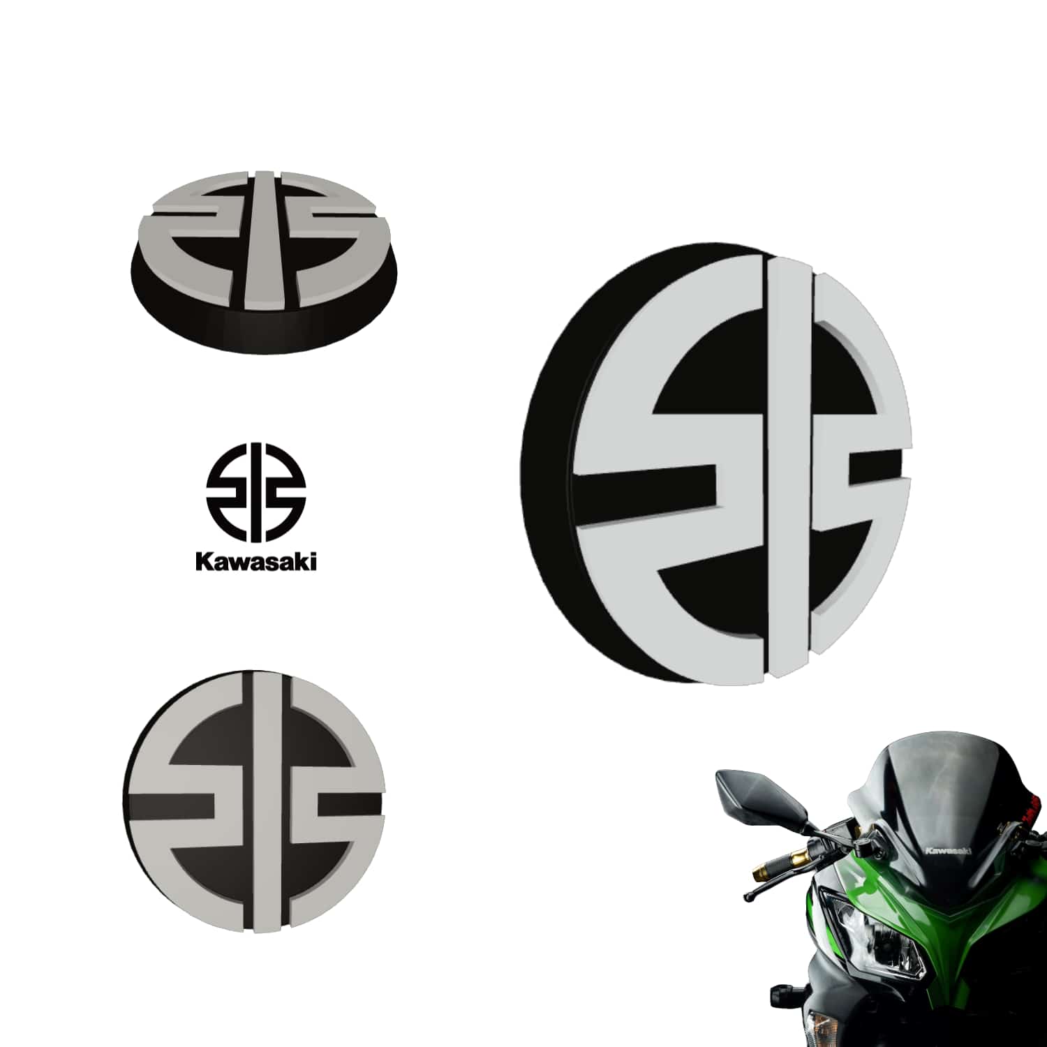 Emblema Motocicletas Kawasaki Pack 2 - JiD Bases y Accesorios