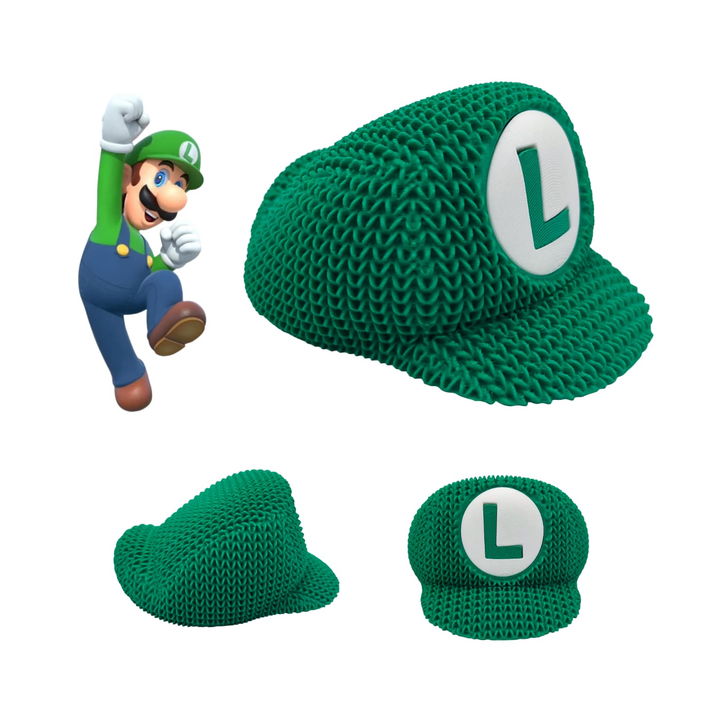 Gorra Decorativa Luigi “Edición Pixel Hero” – Estilo Tejido - JiD Bases y Accesorios