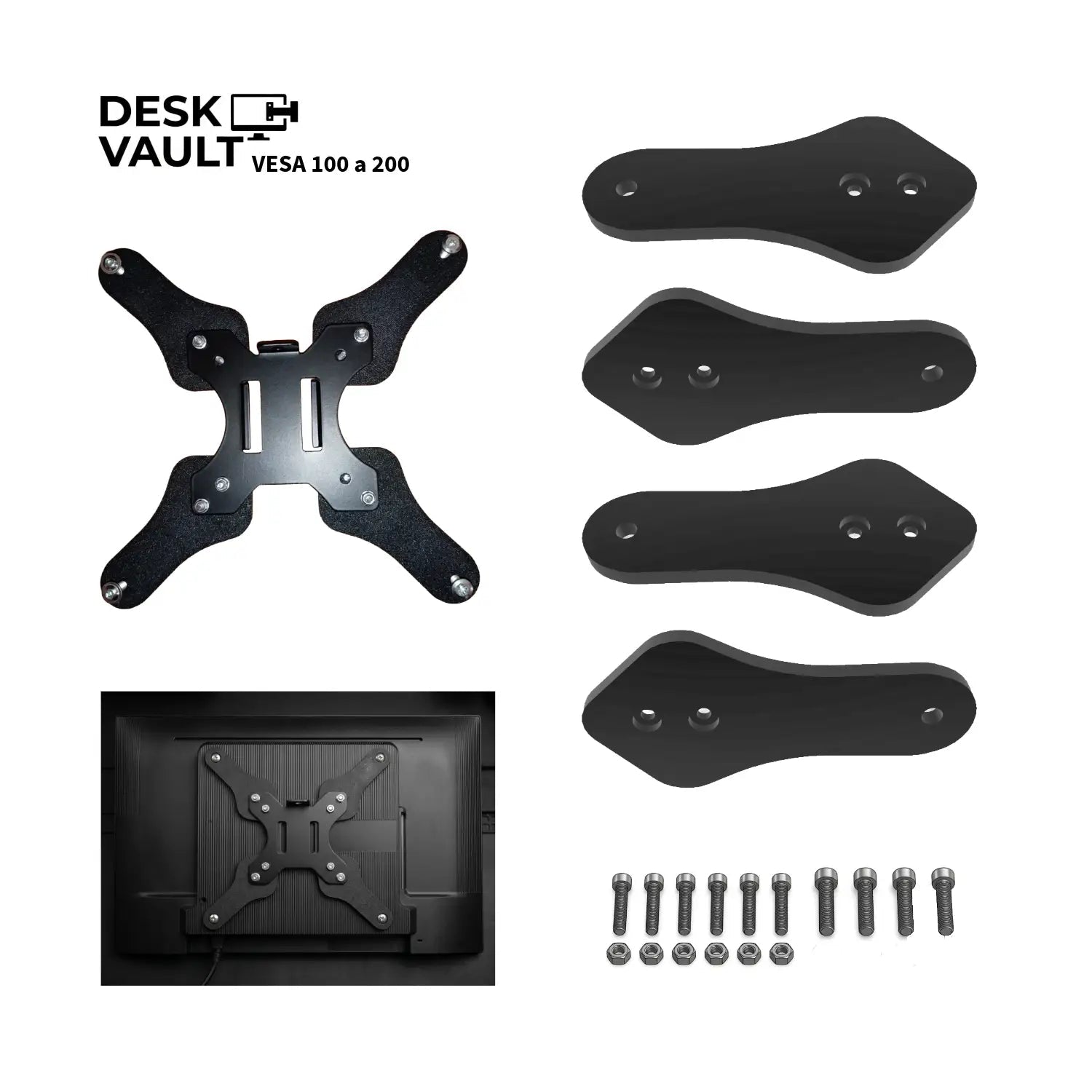 Kit Adaptador VESA 75x75 / 100x100 a VESA 200x200 (4 Brazos) - JiD Bases y Accesorios
