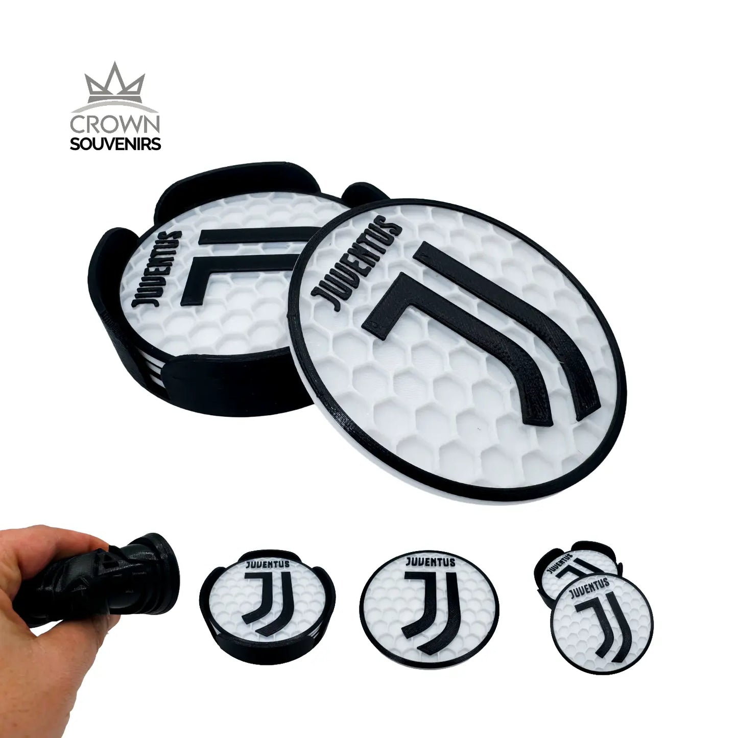 Set de Portavasos Juventus - Edición Bianconera (4 Unds + Base)