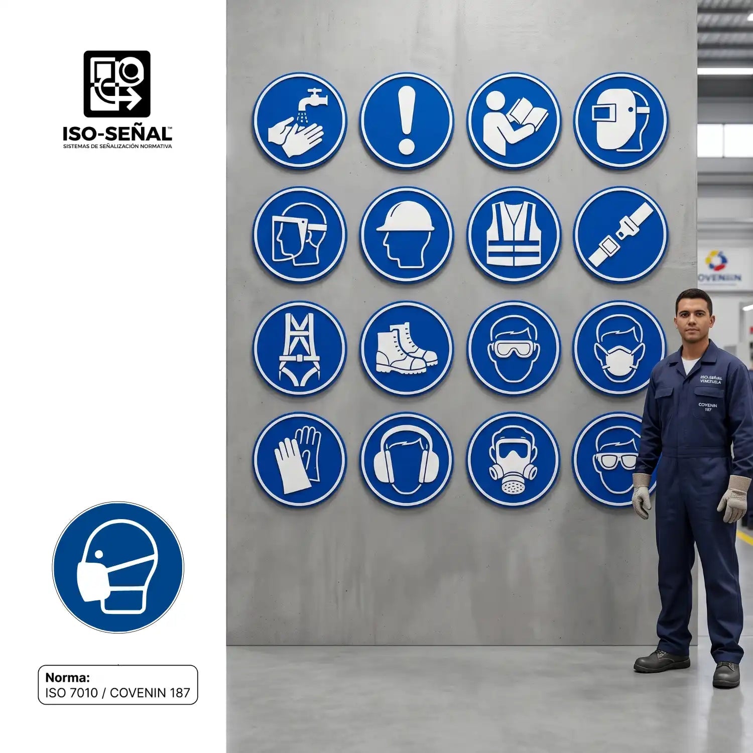 Señales de Seguridad Industrial y EPP en Relieve (Ø 20 cm) | Normativa ISO 7010 / COVENIN 187 - JiD Bases y Accesorios