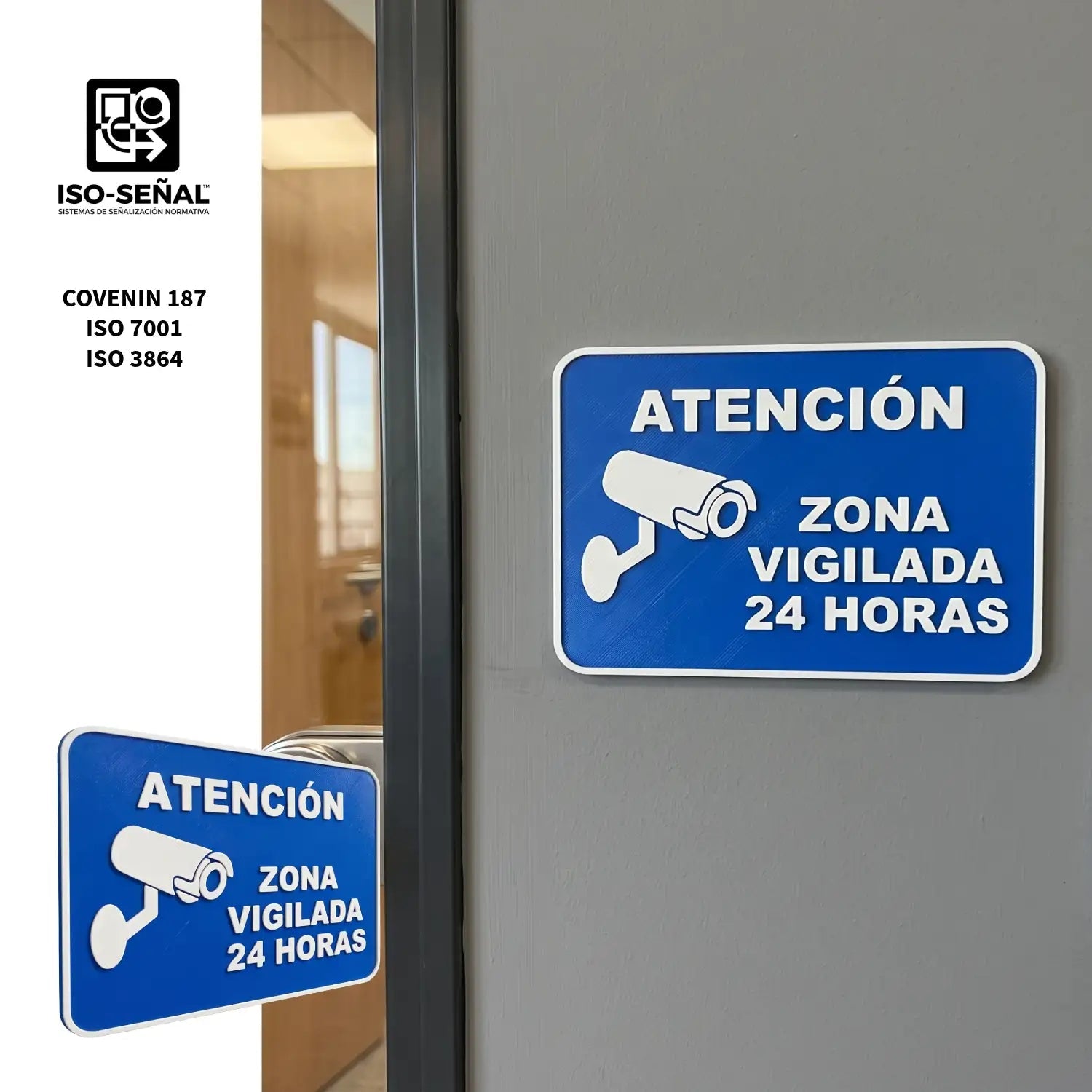 Señalización de Seguridad "Atención: Zona Vigilada 24 Horas" en Relieve - JiD Bases y Accesorios