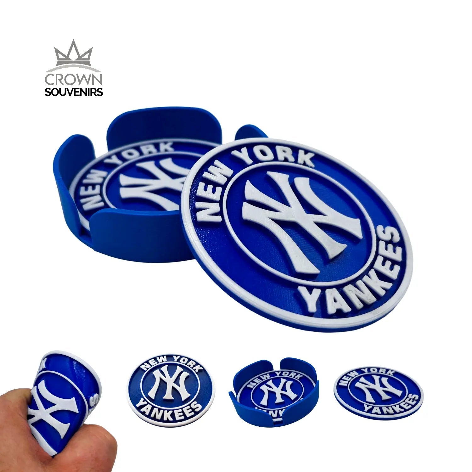 Set de Portavasos New York Yankees - Edición Pinstripe (4 Unds + Base) - JiD Bases y Accesorios