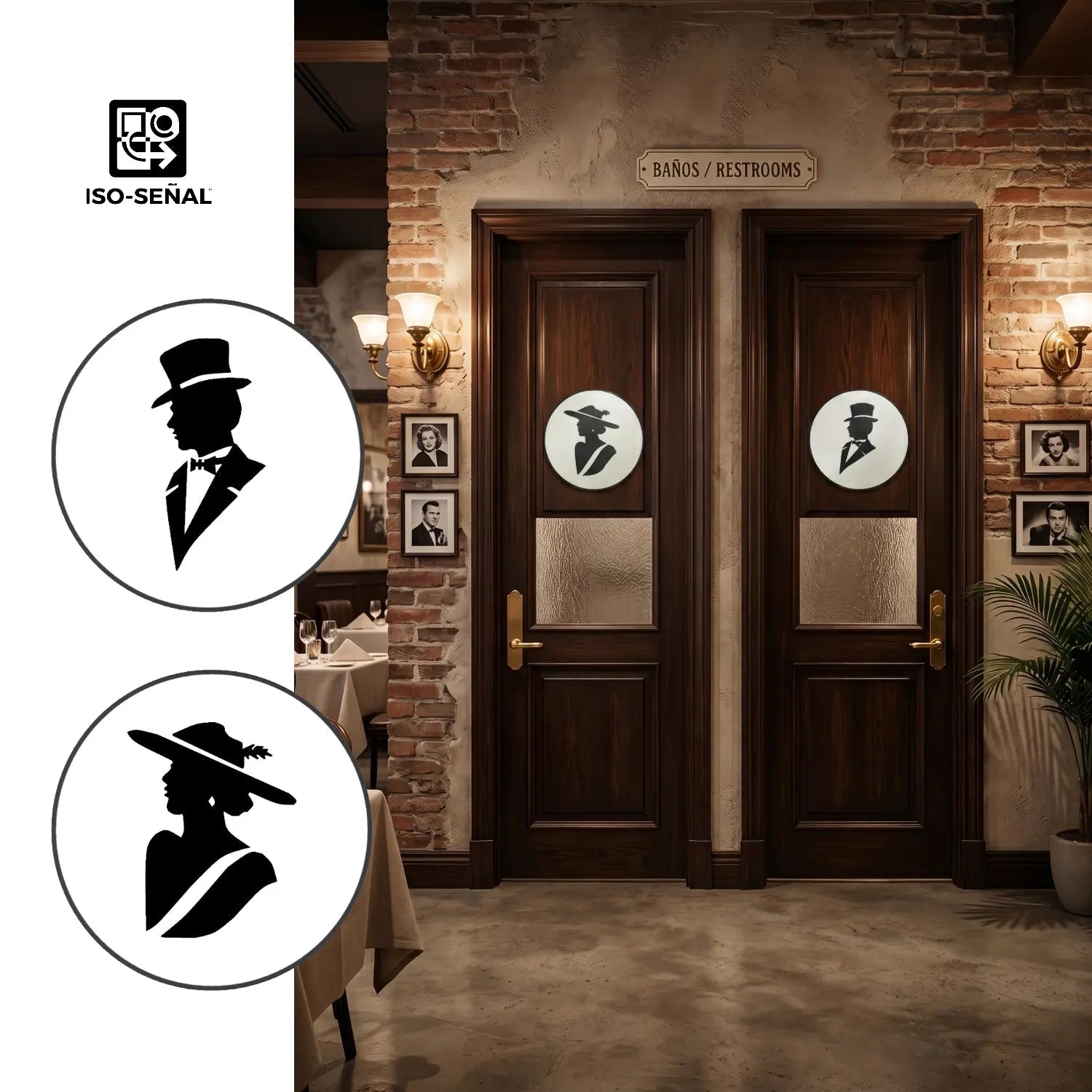 Set de Señalización para Baño Clásicos con Relieve – Dama y Caballero (14 cm) - JiD Bases y Accesorios