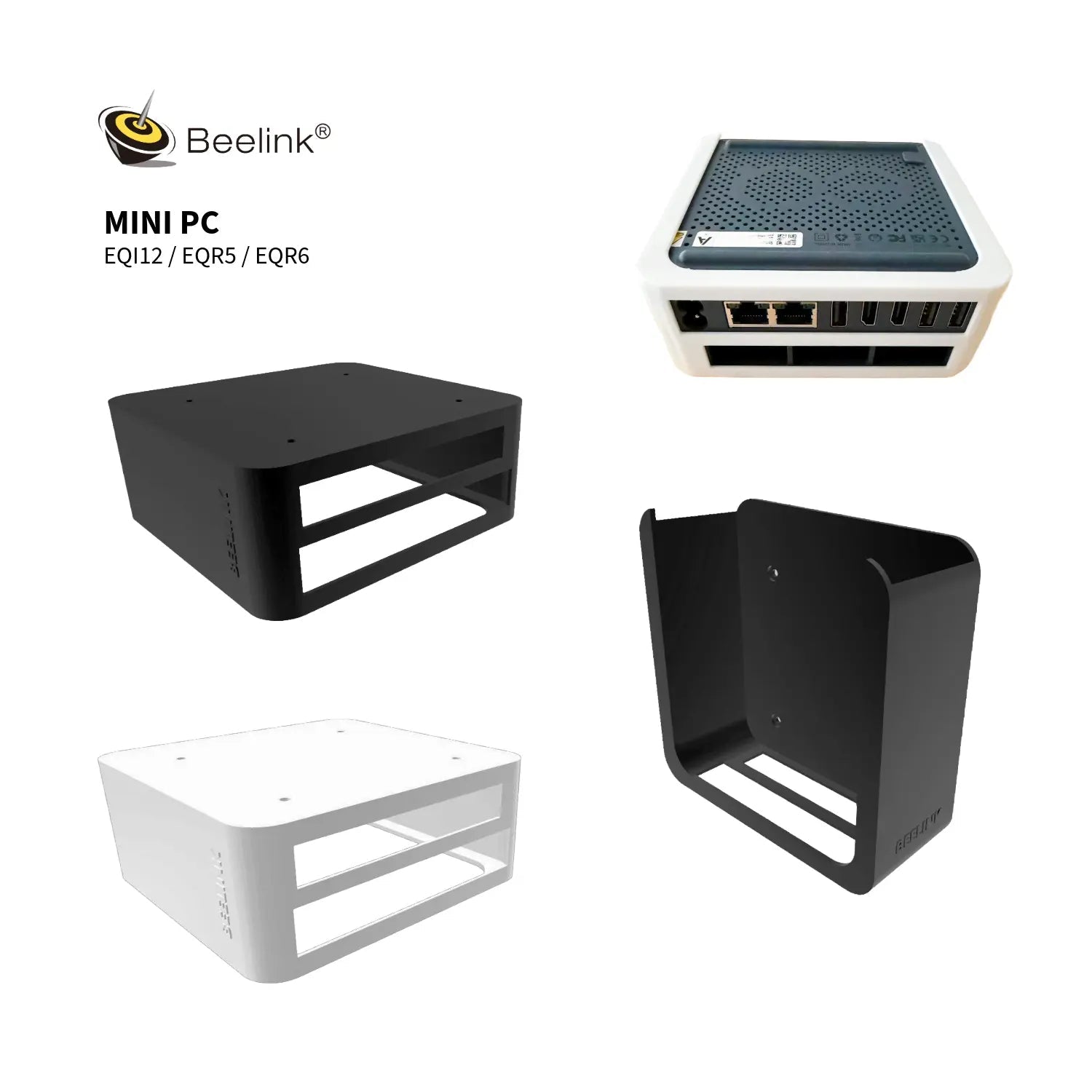 Soporte Bajo Mesa y Pared para Mini PC Beelink Serie EQ (EQI12 / EQR5 / EQR6) - JiD Bases y Accesorios