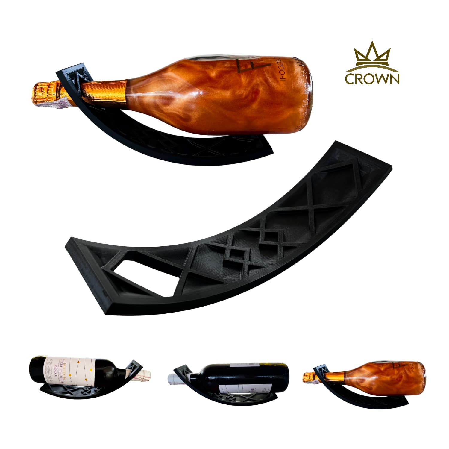 Soporte de Botella de Vino Horizontal Flotante "Aura" – Equilibrio Perfecto - JiD Bases y Accesorios