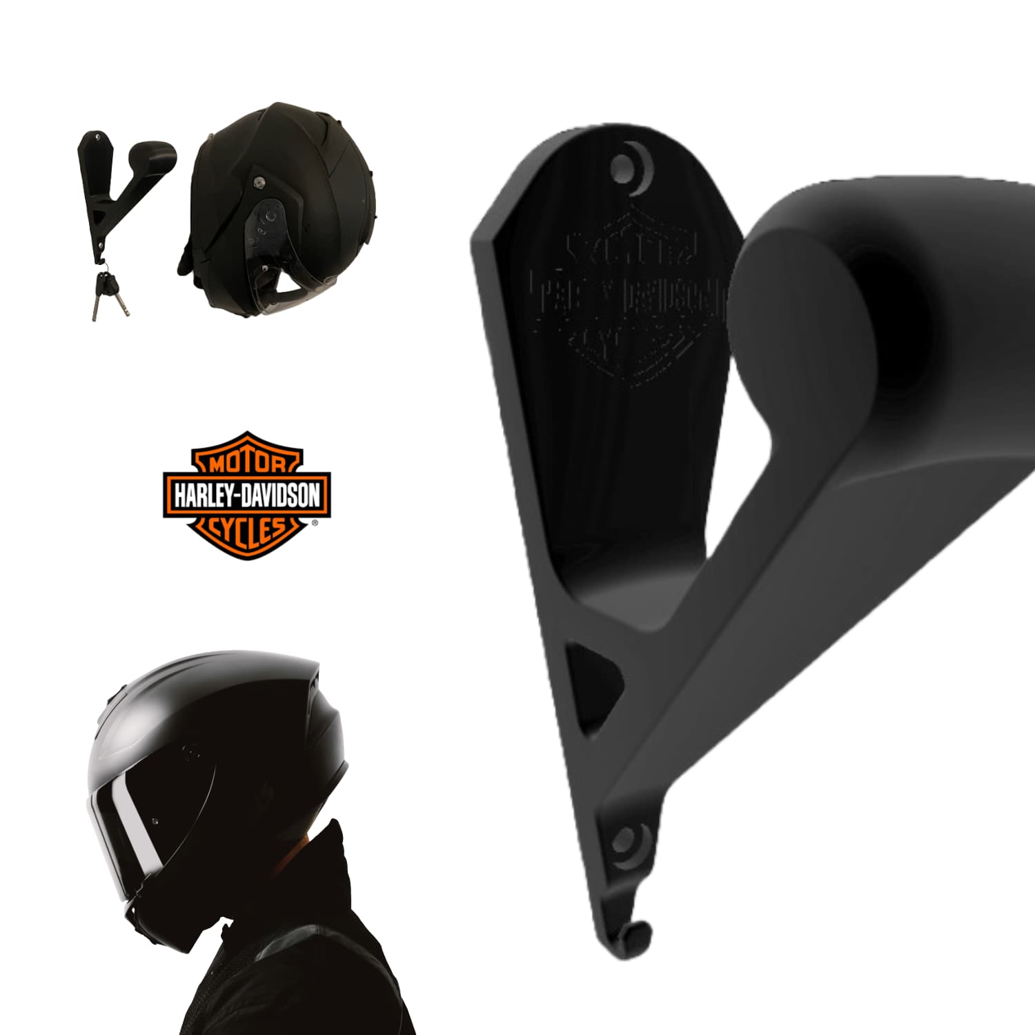Soporte de Pared Casco y Llaves Harley Davison - JiD Bases y Accesorios