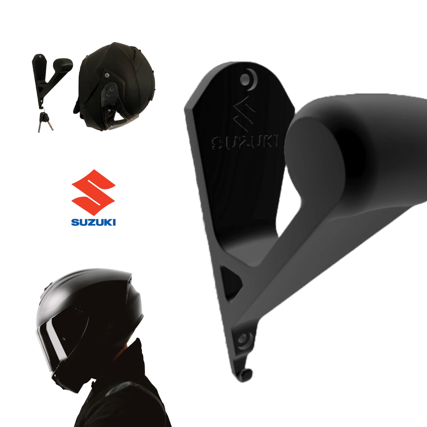 Soporte de Pared Casco y Llaves Suzuki - JiD Bases y Accesorios